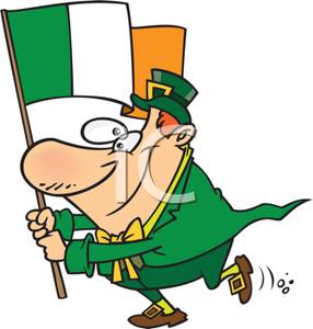 286x300 Of A Leprechaun Holding The Flag Of Ireland