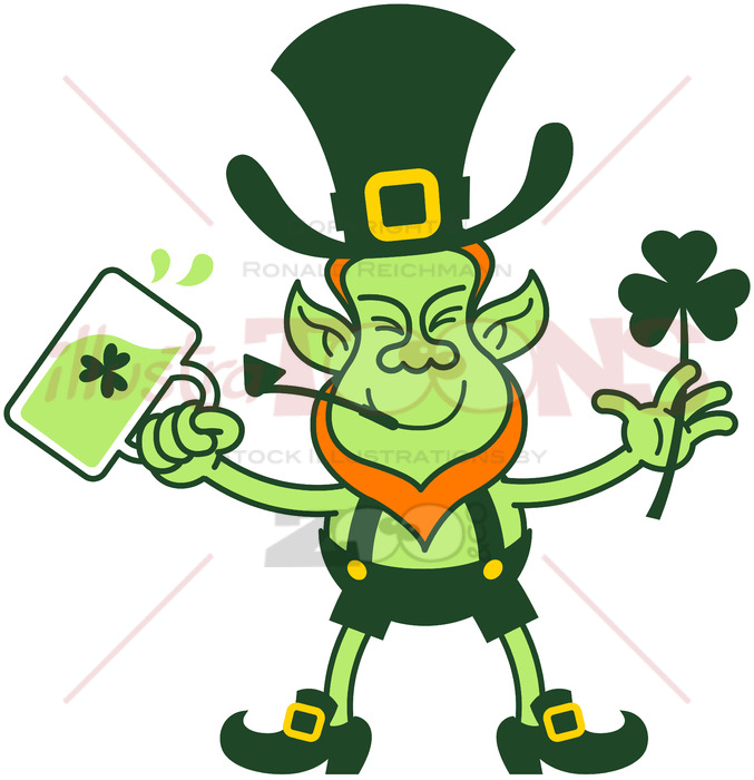 677x700 Leprechaun Celebrating With Beer And A Shamrock Clover