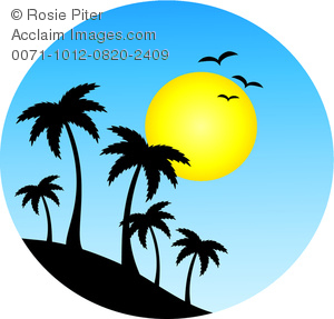 300x287 Image Of Island Palm Trees Silhouetted Against The Sun On A Bright