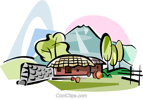 480x336 Korea Choga House In Jeju Island Royalty Free Vector Clip Art