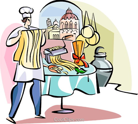 480x430 Italian Chef Making Pasta Royalty Free Vector Clip Art