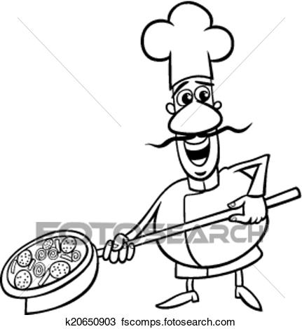 431x470 Clipart Of Italian Cook Cartoon Coloring Page K20650903