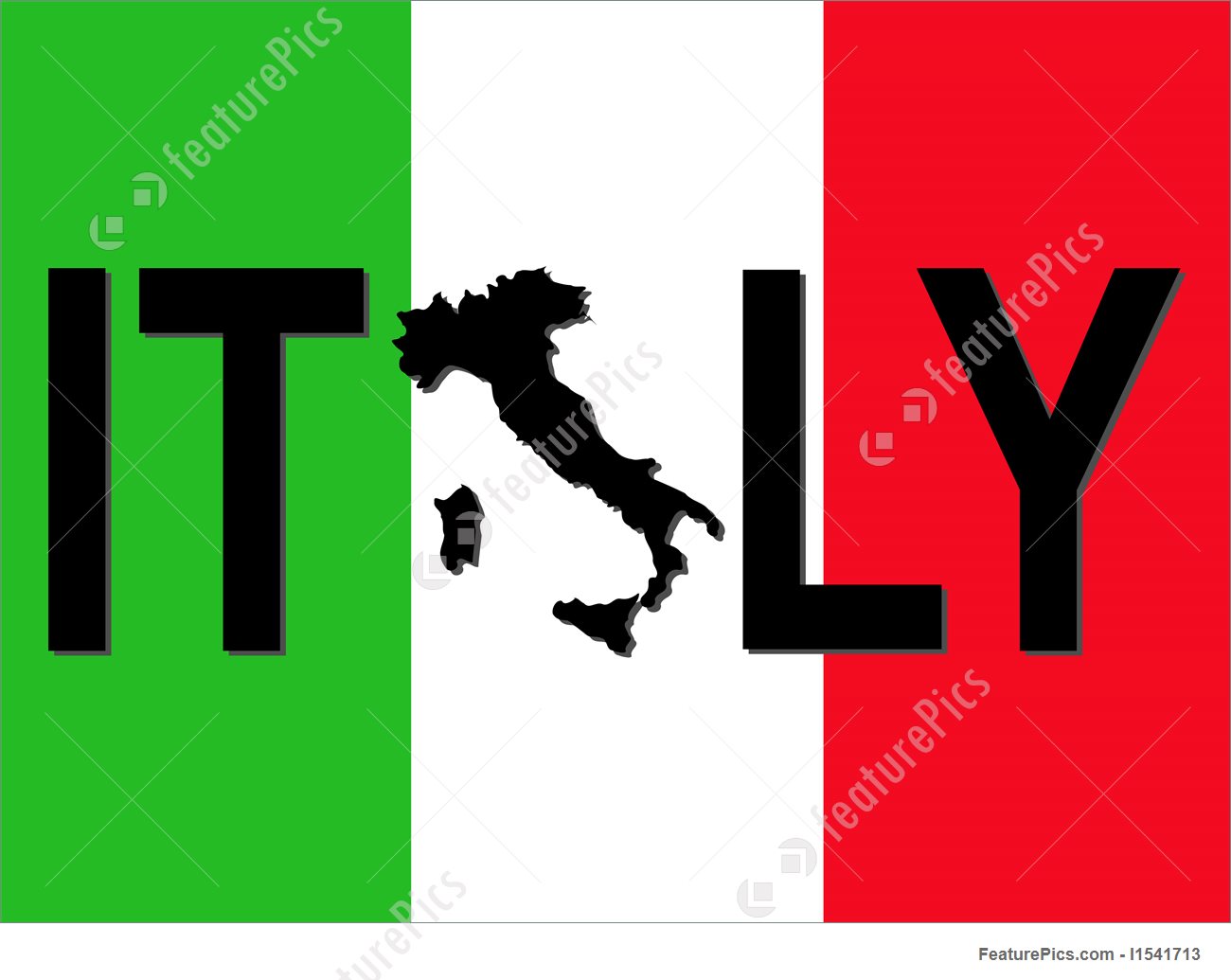 1300x1035 Illustration Of Italy Text With Map