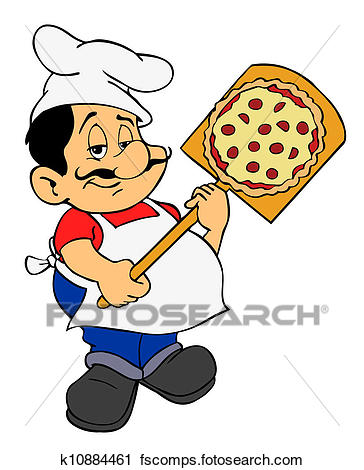 364x470 Clipart Of Italian Pizza Chef K10884461