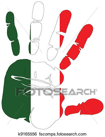 360x470 Clip Art Of Flag Of Italy Hand Print K9165556