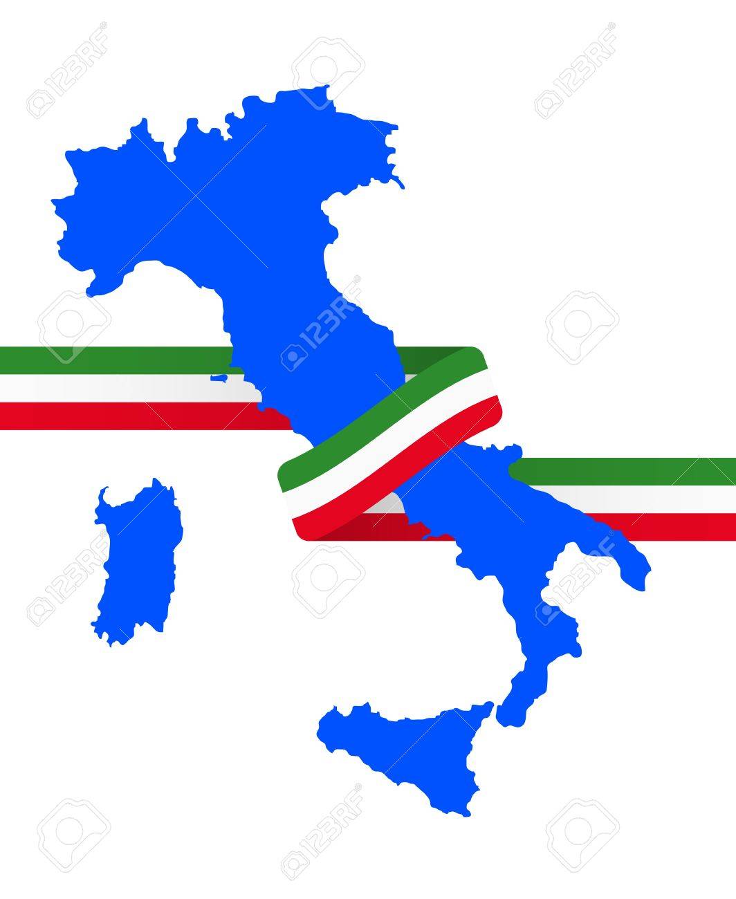1064x1300 Illustration Of Italy Shape With Tricolore Ribbon Royalty Free
