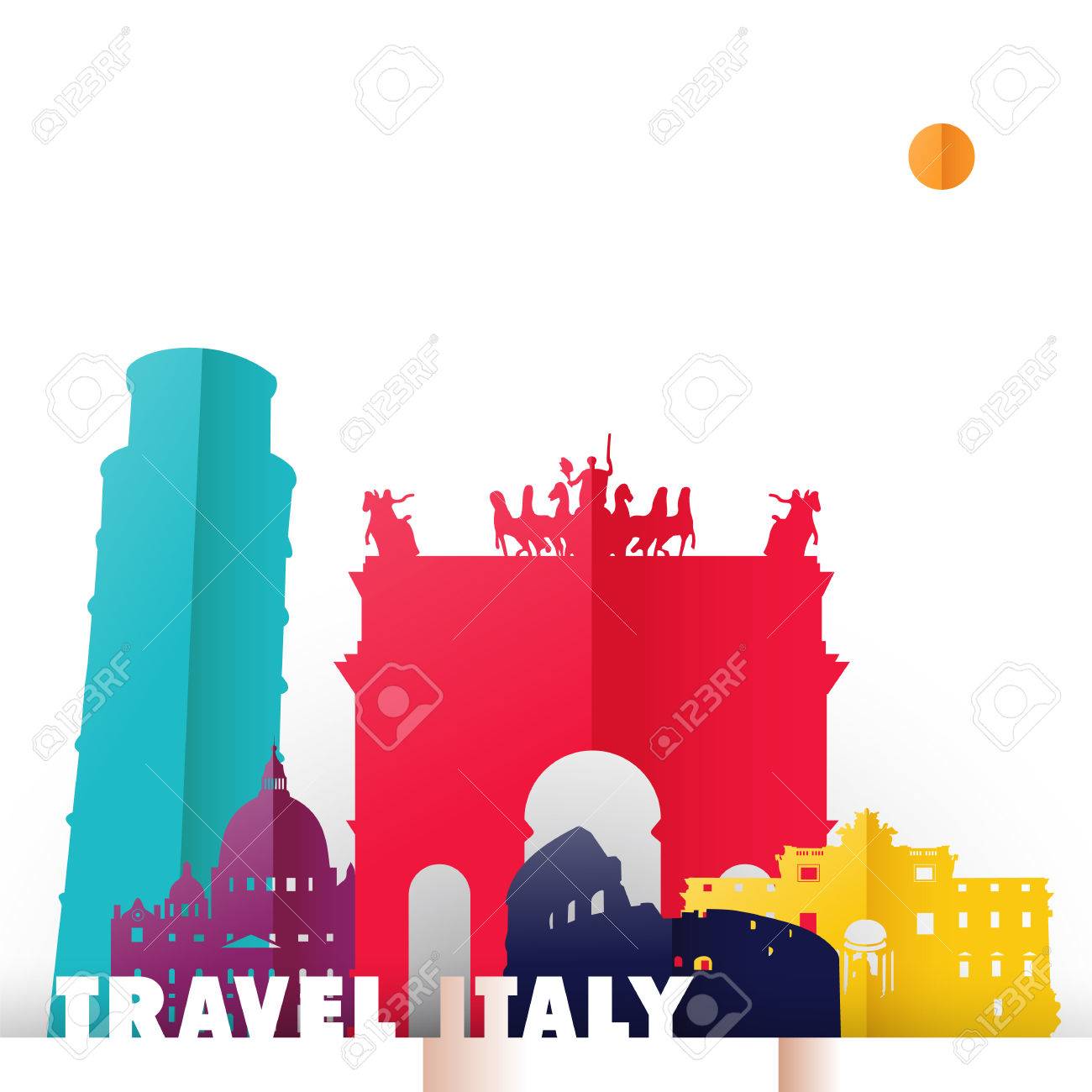 1300x1300 Travel Italy Concept Illustration In Paper Cut Style, Famous