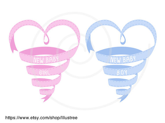 570x428 New Baby It's A Boy A Girl Digital Clip Art Set Heart