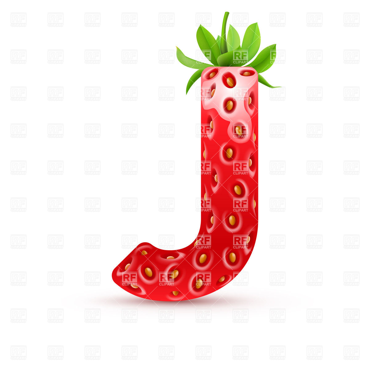1200x1200 Strawberry Style Font, Letter J Royalty Free Vector Clip Art Image