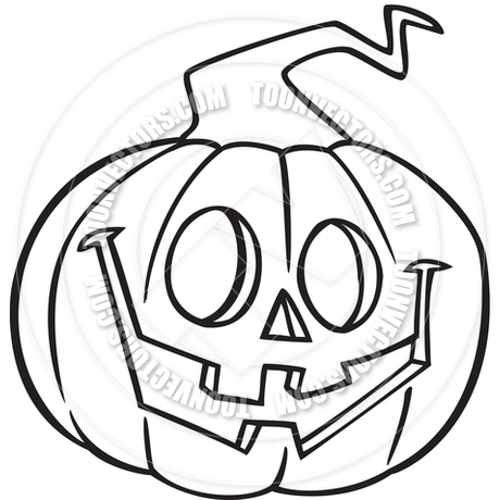 460x460 Cartoon Jack O' Lantern (Black And White Line Art) By Ron Leishman