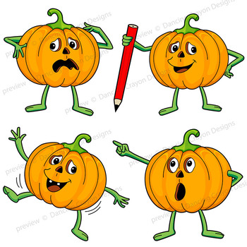350x350 Pumpkin Clip Art Pumpkin Character Jack O Lantern Clipart Tpt