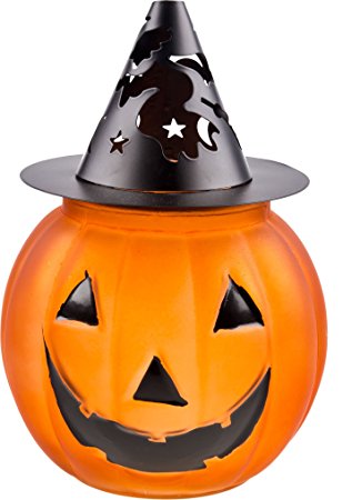 317x450 Halloween Large Glass Amp Metal Jack O' Lantern Pumpkin