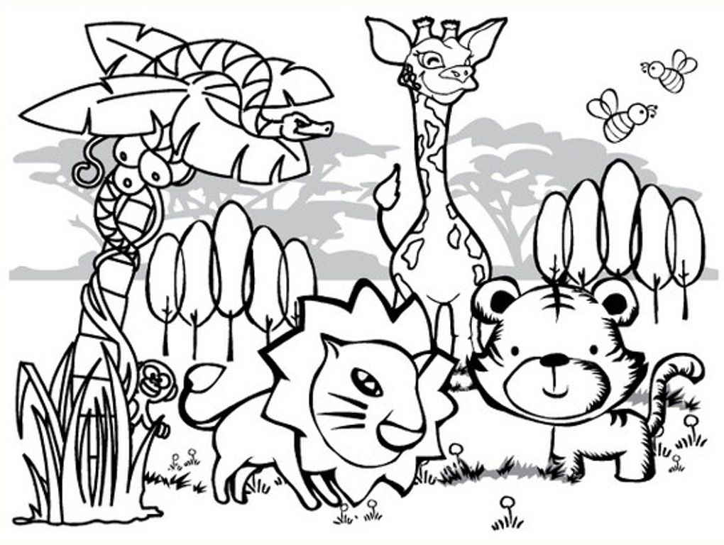 1020x768 Printable Coloring Animals
