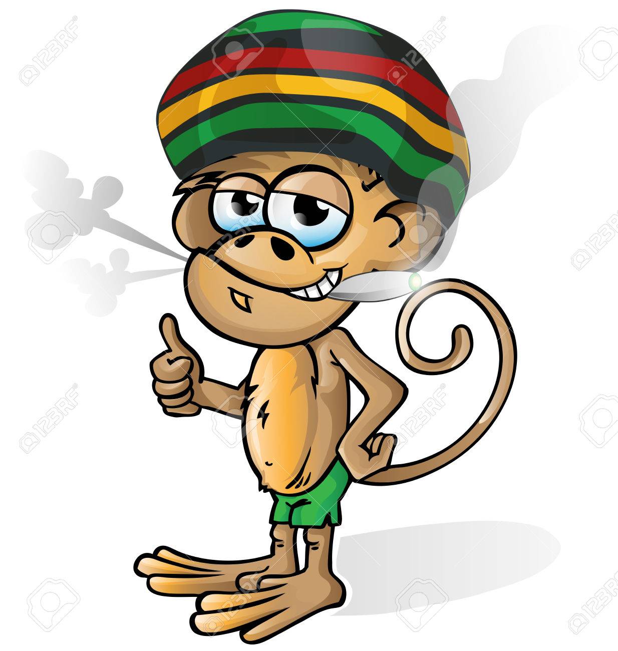 1234x1300 Jamaican Monkey Cartoon Isolated On White Background Royalty Free