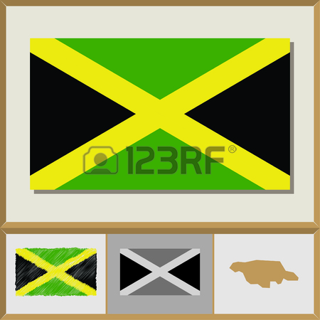 450x450 National Flag And Country Silhouette Of Jamaica Royalty Free