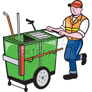 300x300 Royalty Free Cleaner Garbage Cart Push Janitor Shape 392414 Vector