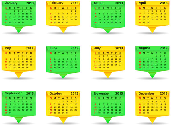 600x440 Creative13 Calendar Design Art Vector Set Free Vector