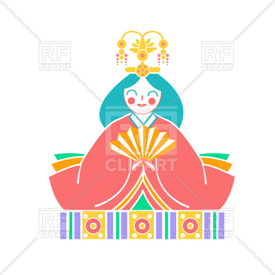 400x400 Japanese Empress Doll Icon In Linear Style Royalty Free Vector