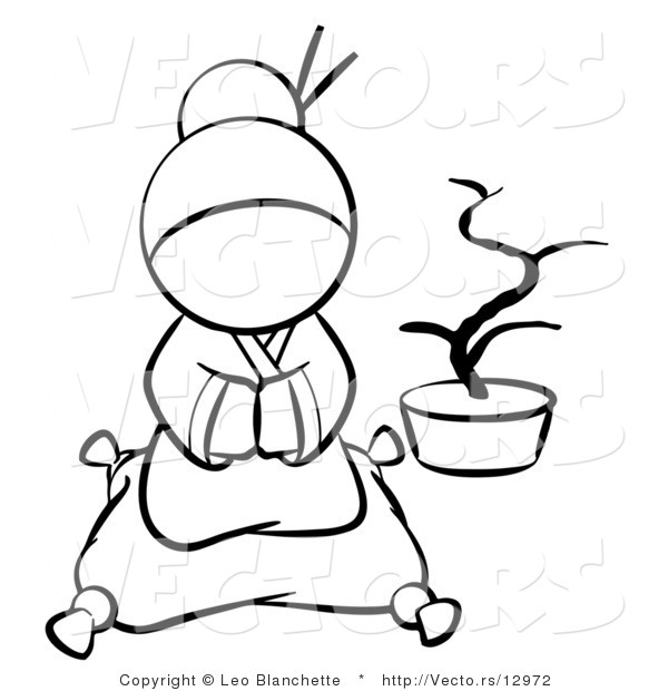 600x620 Vector Of Japanese Geisha Sitting On A Pillow