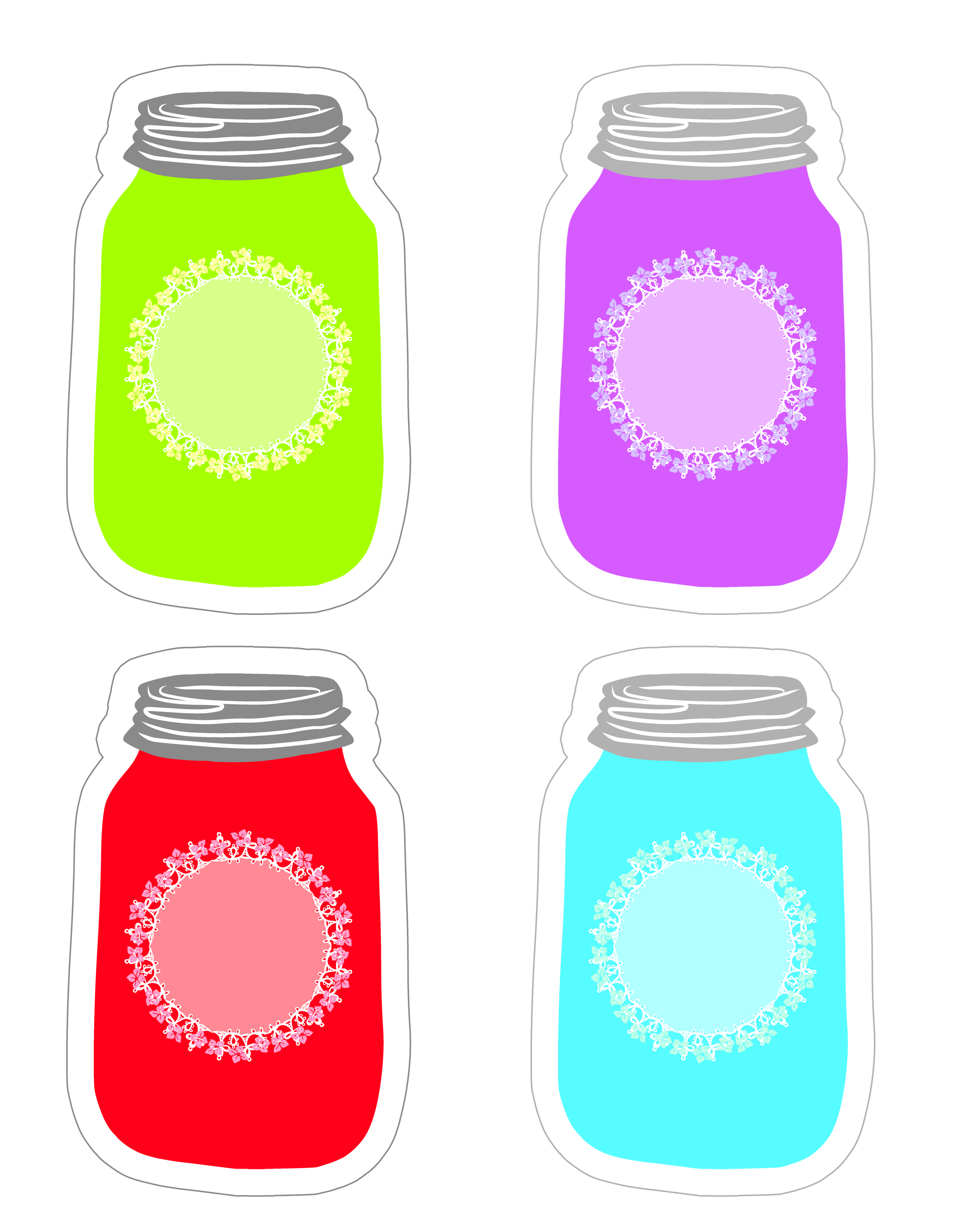 2400x3000 Colorful Mason Jar Tag Collection Free Printable