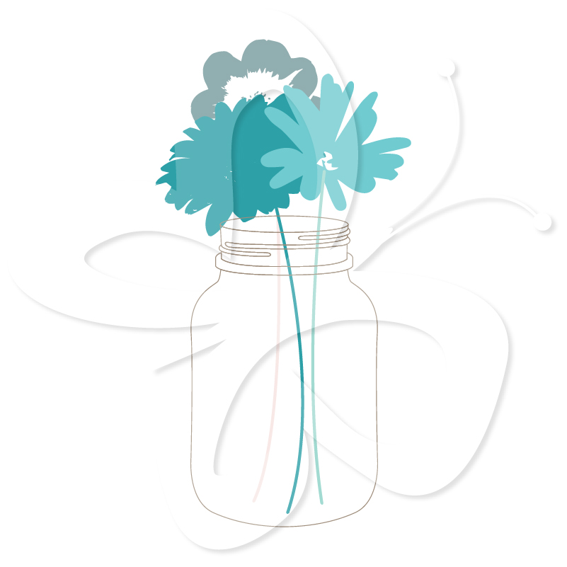 801x801 Mason Jar With Flowers Clipart