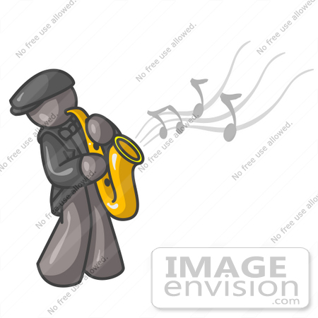 450x450 Cliprt Graphic Of Grey Guy Character Playing Jazz Music