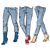 160x160 Fashionable Skinny Denim Jeans Outline, Vector Illustration, Clip