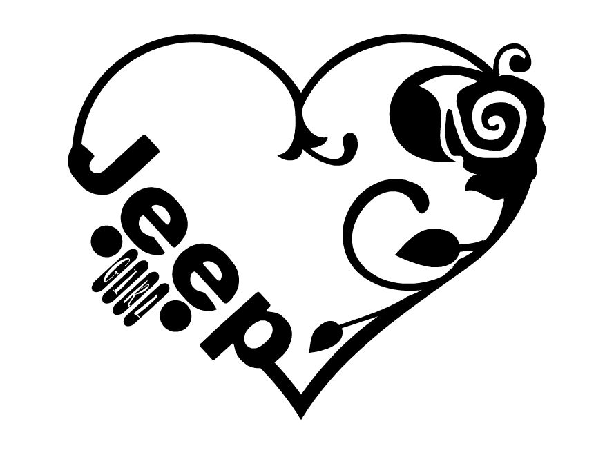 876x675 Love Heart Jeep Girl Die Cut Graphic Decal Lovingjeeplife