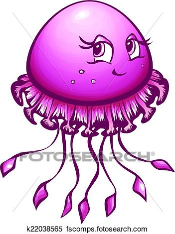 351x470 Clipart Of Vector Illustration Of Jellyfish In Cartoon Style
