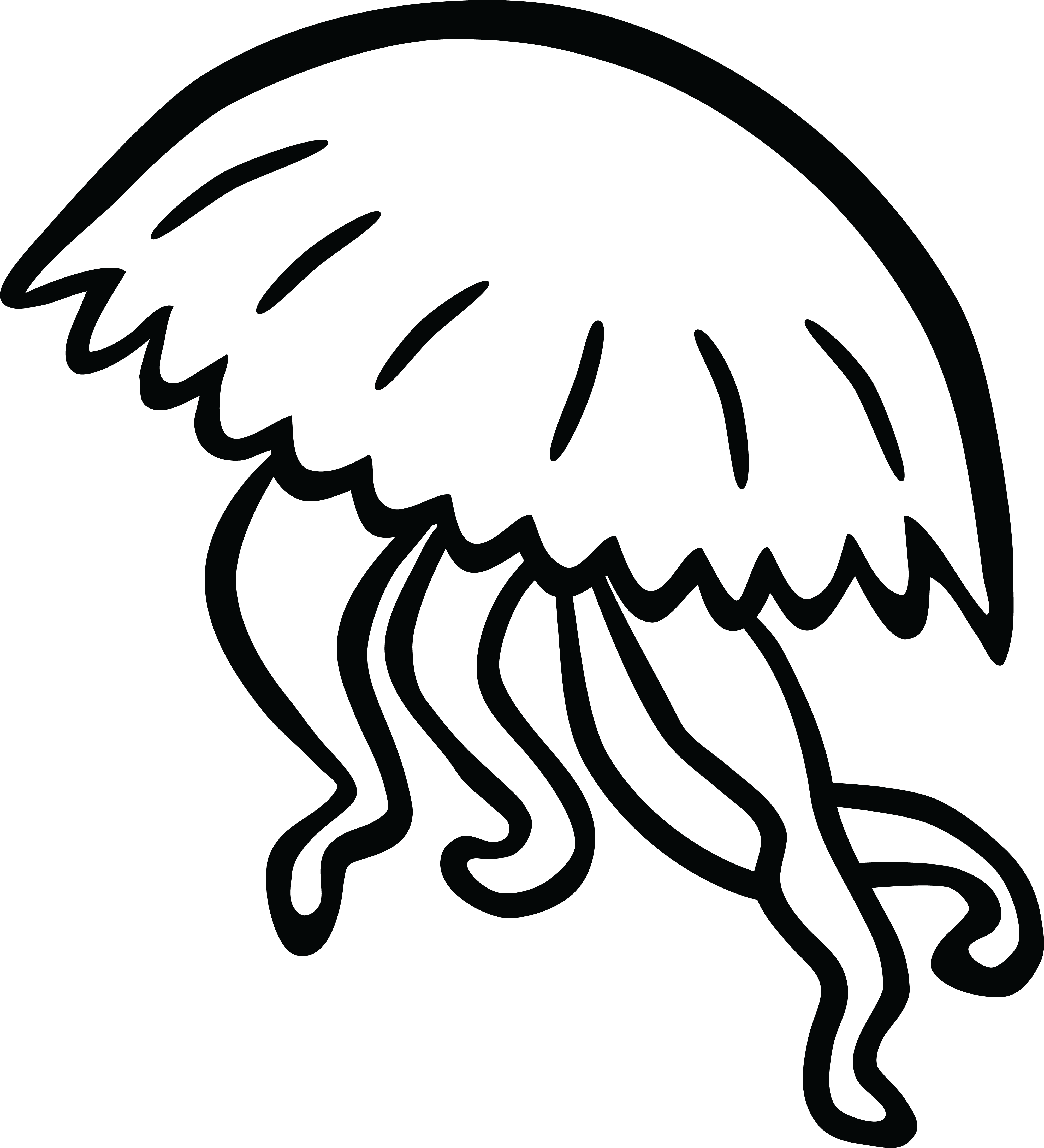 4000x4398 Free Clipart Of A Black And White Jellyfish