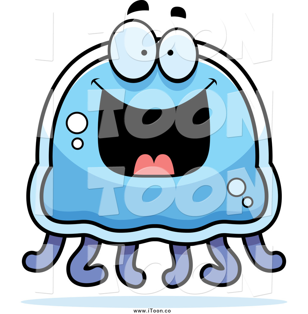 1024x1044 Royalty Free Cartoon Of A Happy Blue Jellyfish By Cory Thoman