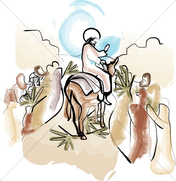 595x612 Jesus Enters Jerusalem Palm Sunday Clipart
