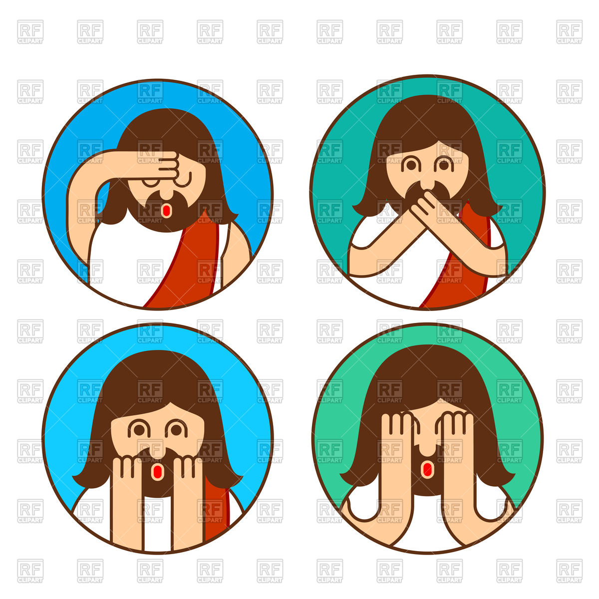 1200x1200 Oh My God Jesus Emotion Set Royalty Free Vector Clip Art Image