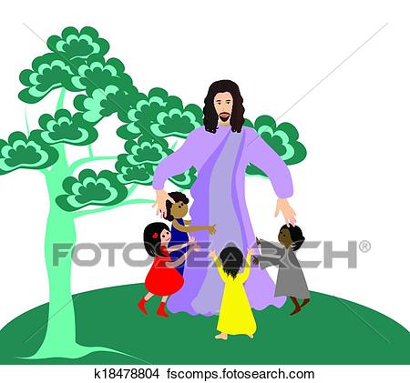 450x421 Clipart Of Jesus Loves The Little Children K18478804