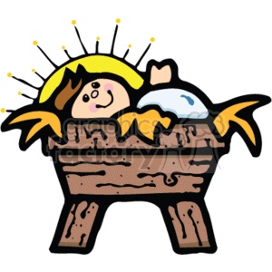 300x300 Royalty Free Baby Jesus In The Manger 164614 Vector Clip Art Image
