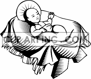 291x253 Baby Jesus Clipart Black White