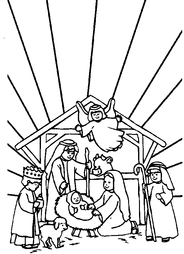 593x819 Free Nativity Clipart Black And White