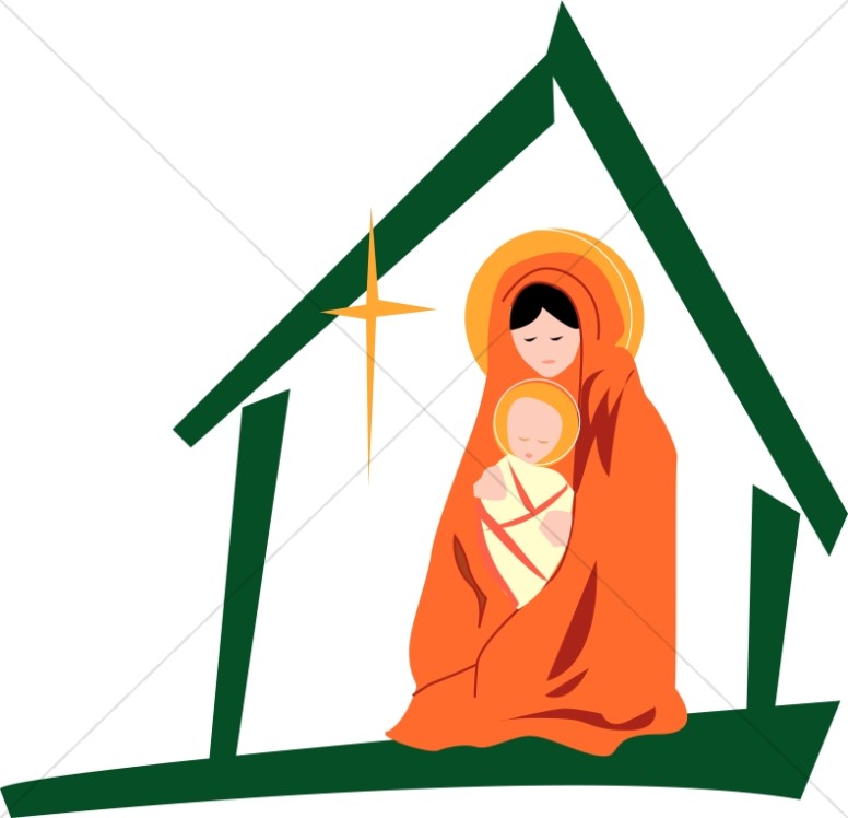 776x748 Mary With Jesus In The Manger Virgin Mary Clipart