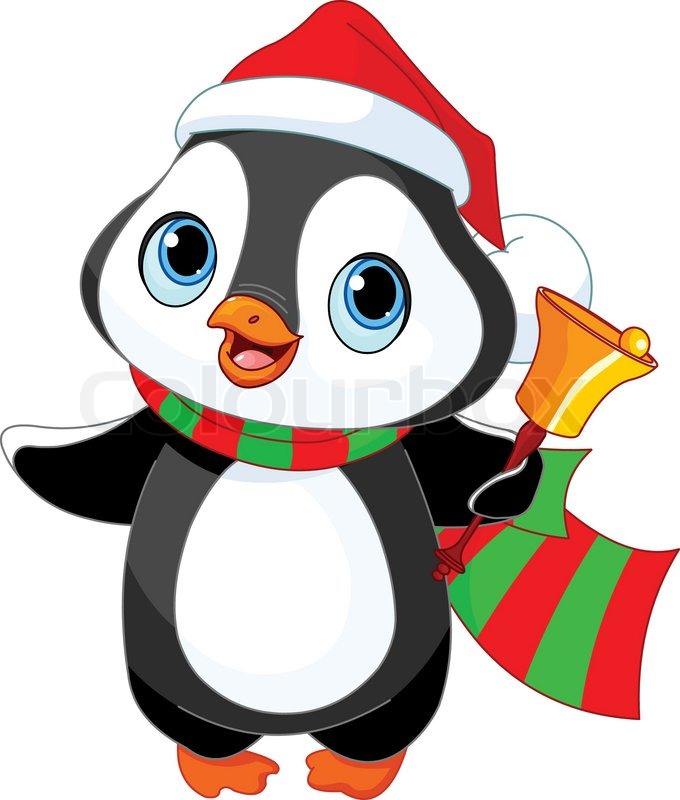 680x800 Cute Christmas Penguin With Jingle Bell Stock Vector Colourbox