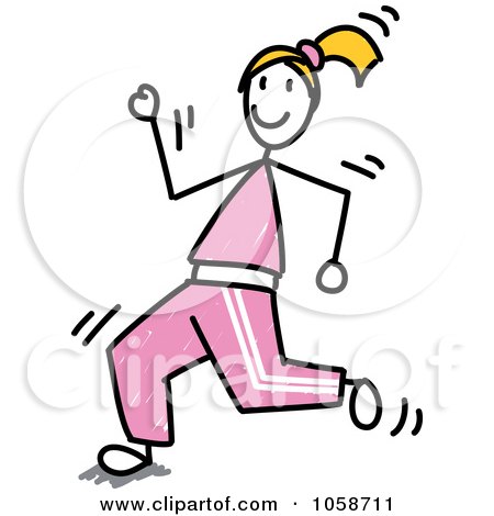 450x470 Royalty Free Vector Clip Art Illustration Of A Stick Woman Jogging