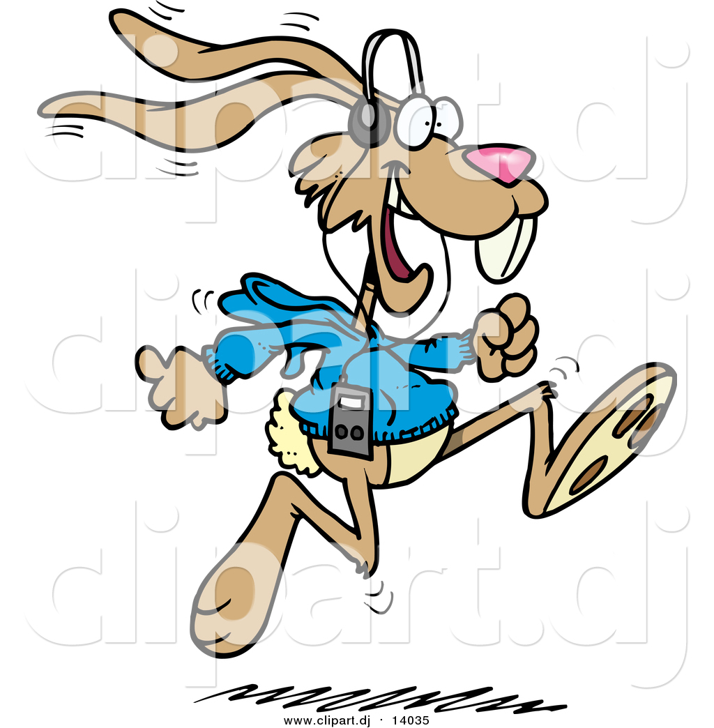 1024x1044 Cartoon Vector Clipart Of A Jogging Rabbit By Toonaday