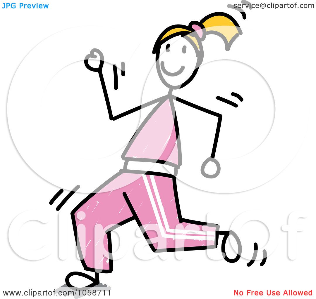 1080x1024 Royalty Free Vector Clip Art Illustration Of A Stick Woman Jogging