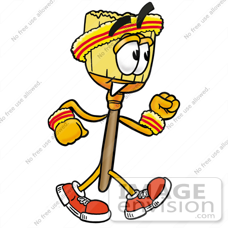 450x450 Clip Art Graphic Of A Straw Broom Cartoon Character Speed Walking