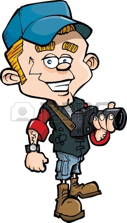 257x450 Cartoon Photo Journalist With A Camera. Isolated On White Royalty