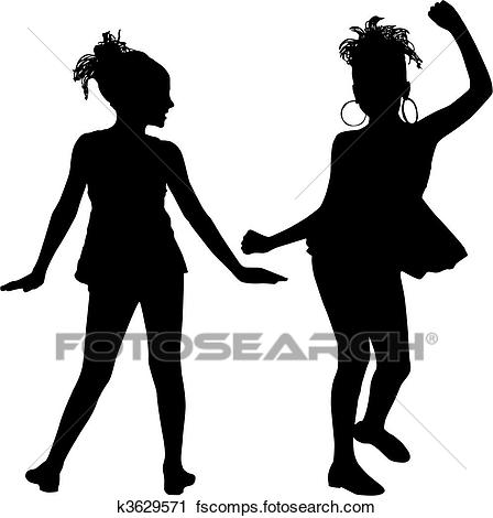 448x470 Clipart Of Joy Silhouette Children K3629571