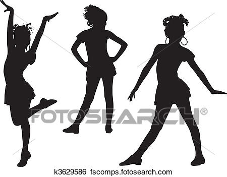 450x351 Clip Art Of Joy Silhouette Children K3629586