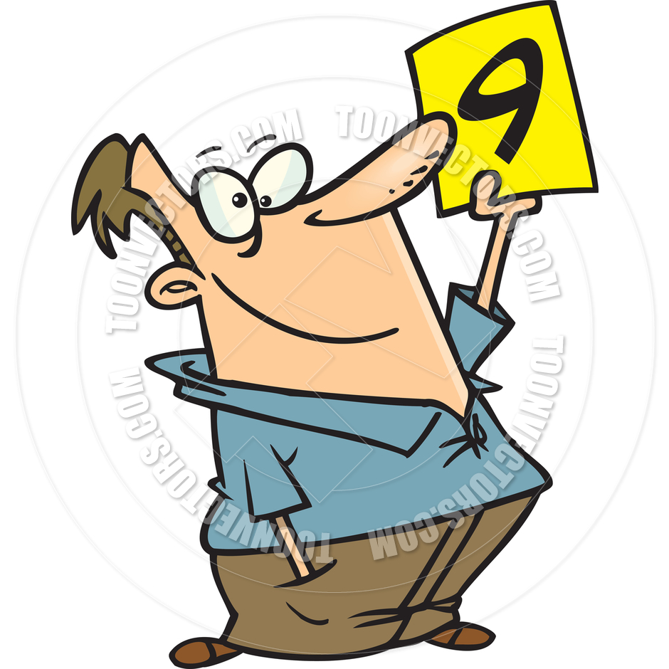 940x940 Cartoon Man Holding Scorecard By Ron Leishman Toon Vectors Eps