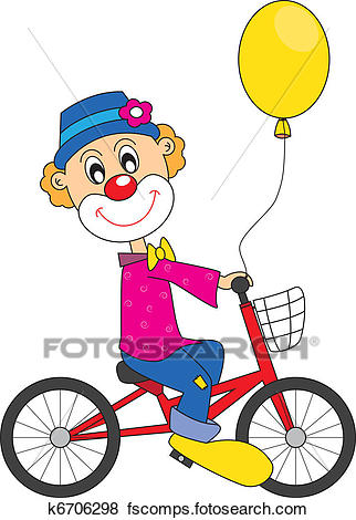 322x470 Clip Art Of Clown Bicycle. K6706298