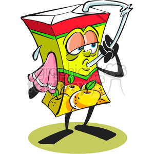 300x300 Royalty Free Cartoon Juice Box Drinking Itself 388234 Vector Clip