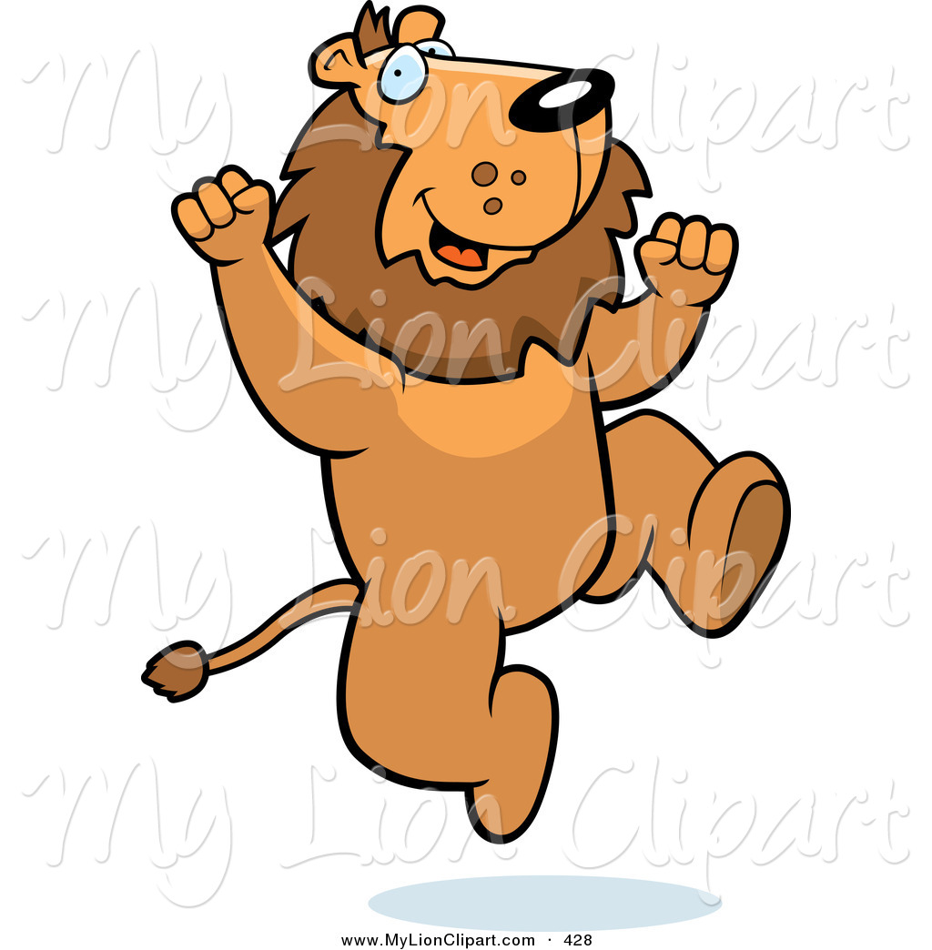 1024x1044 Clipart Of An Excited Lion Jumping Up And Down By Cory Thoman